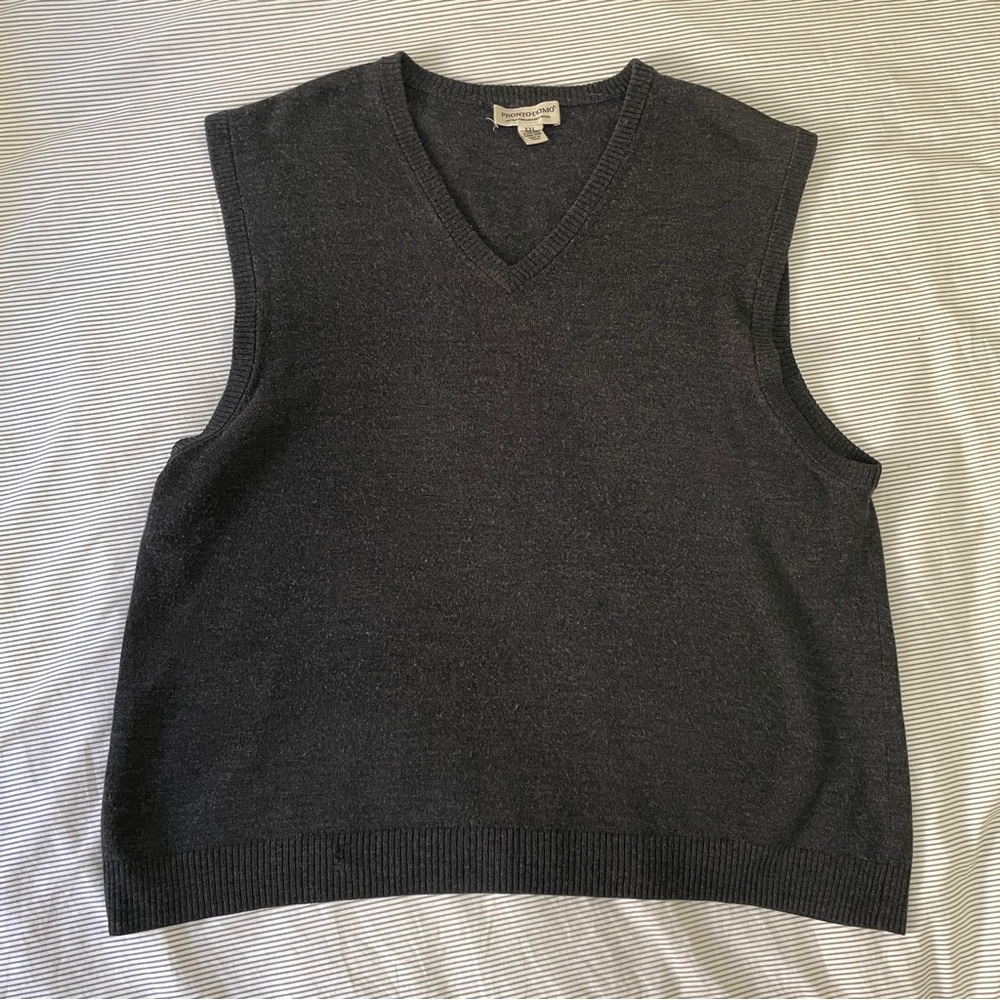 Pronto Uomo Xxl Men’s Extra Fine Merino Wool Sleeveless V Neck Sweater Pullover